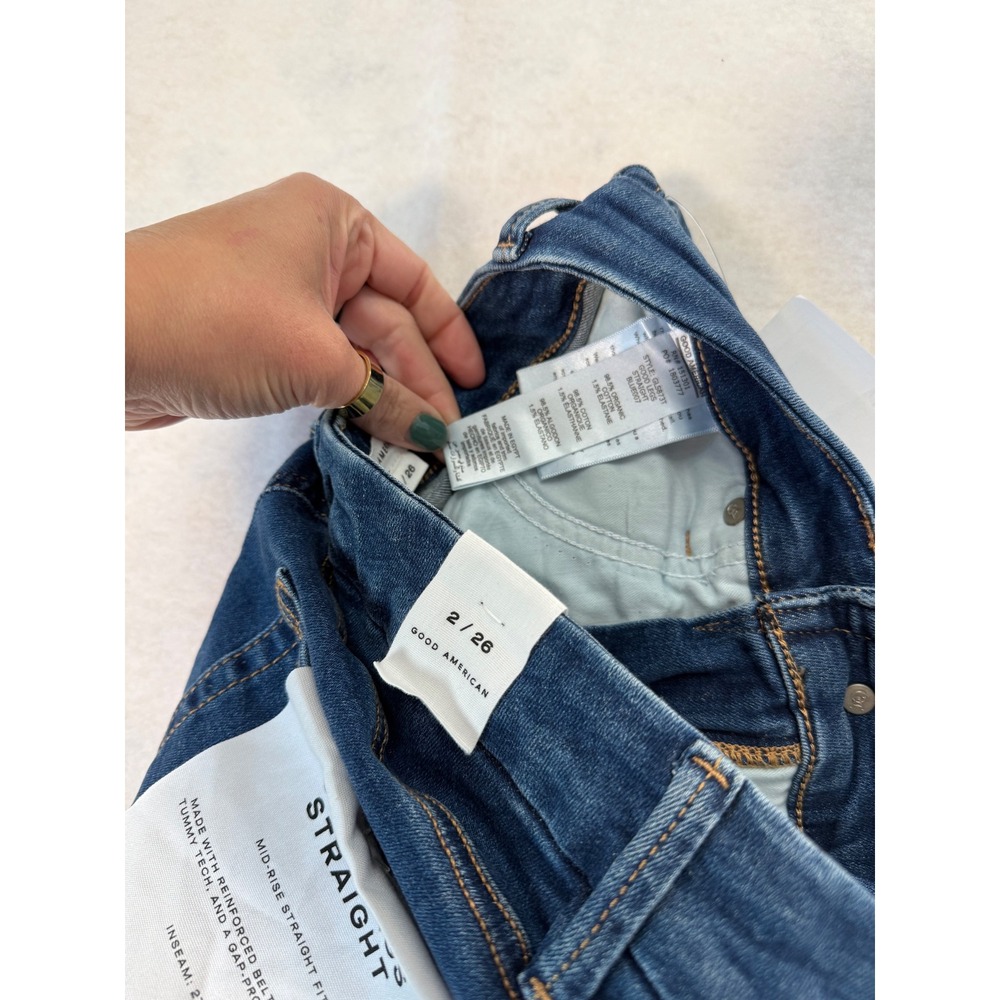 Good American Good Legs Straight Mid-Rise Jeans Blue Size 2/26 GLS873T NWT $98 - Picture 7 of 8